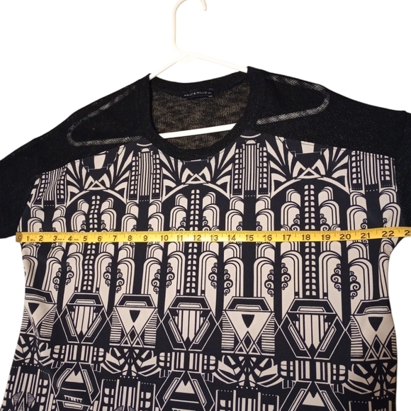 Nally & Millie Artsy Dark Romantic Mixed Fabric Partial Sheer Sweater Blouse XL - Picture 10 of 10